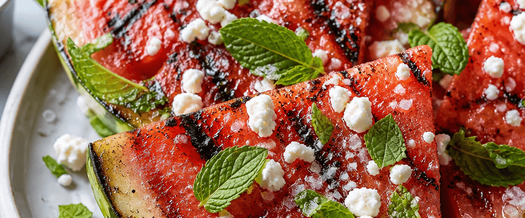 Grilled watermelon wedges with feta