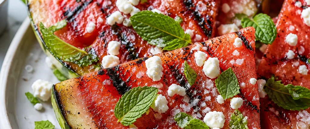Grilled watermelon wedges with feta