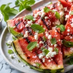 Grilled watermelon wedges with feta