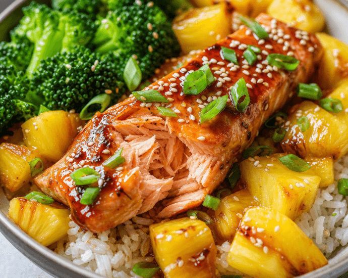 Teriyaki Salmon Bowls with Pineapple