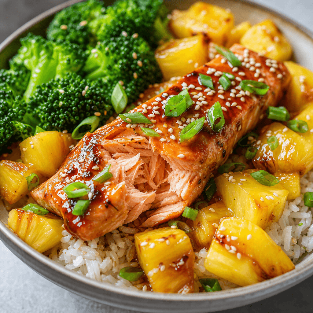 Teriyaki Salmon Bowl with Pineapple