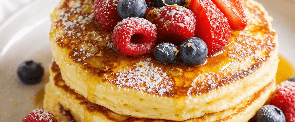 Lemon Ricotta Pancakes with Berries