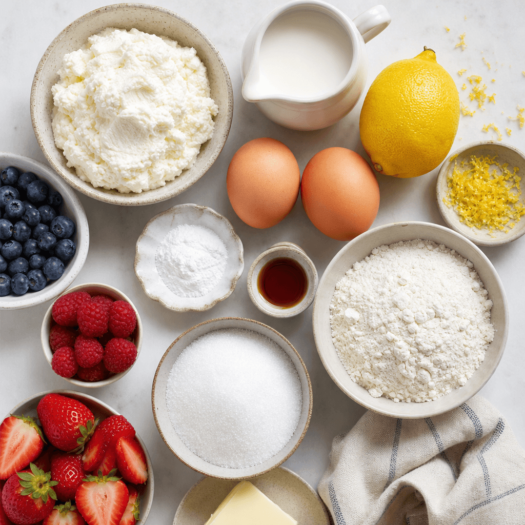 Lemon Ricotta Pancakes with Berries ingredients