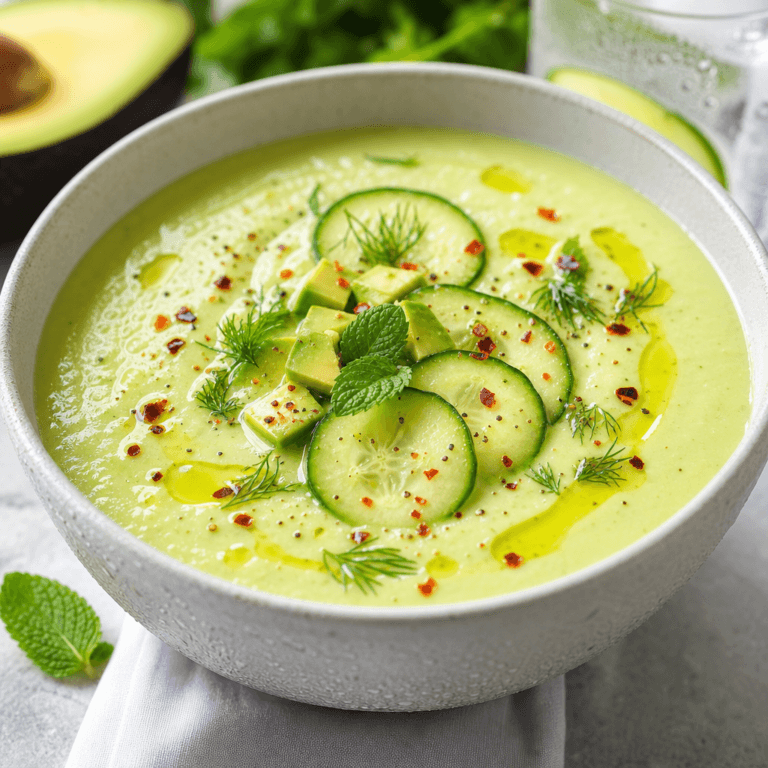 Chilled Cucumber Soup with Avocado