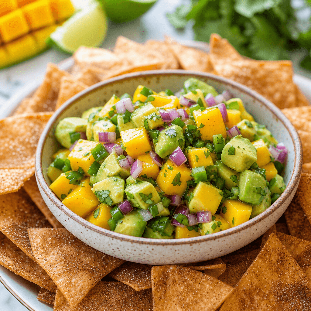 Mango Avocado Salsa with Cinnamon Chips