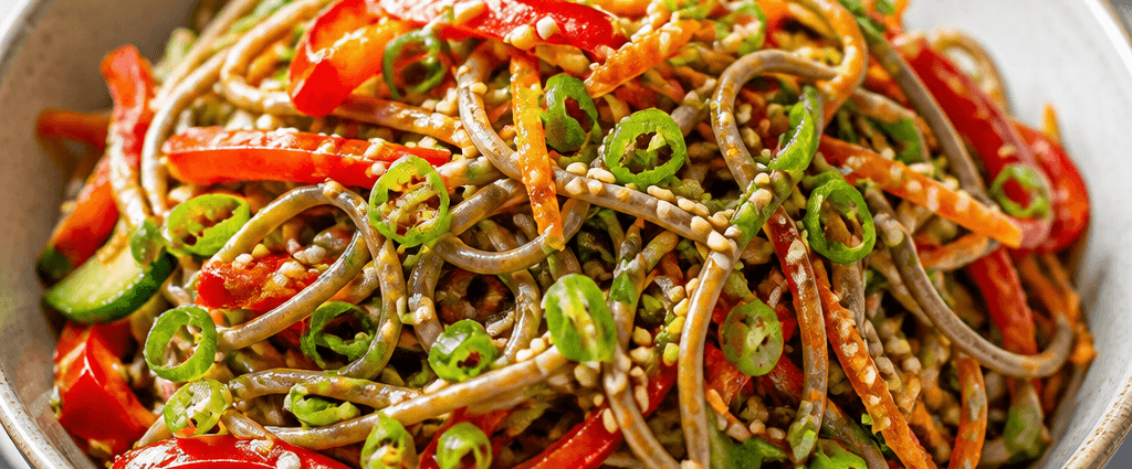 Cold Soba Noodle Salad with Sesame Dressing