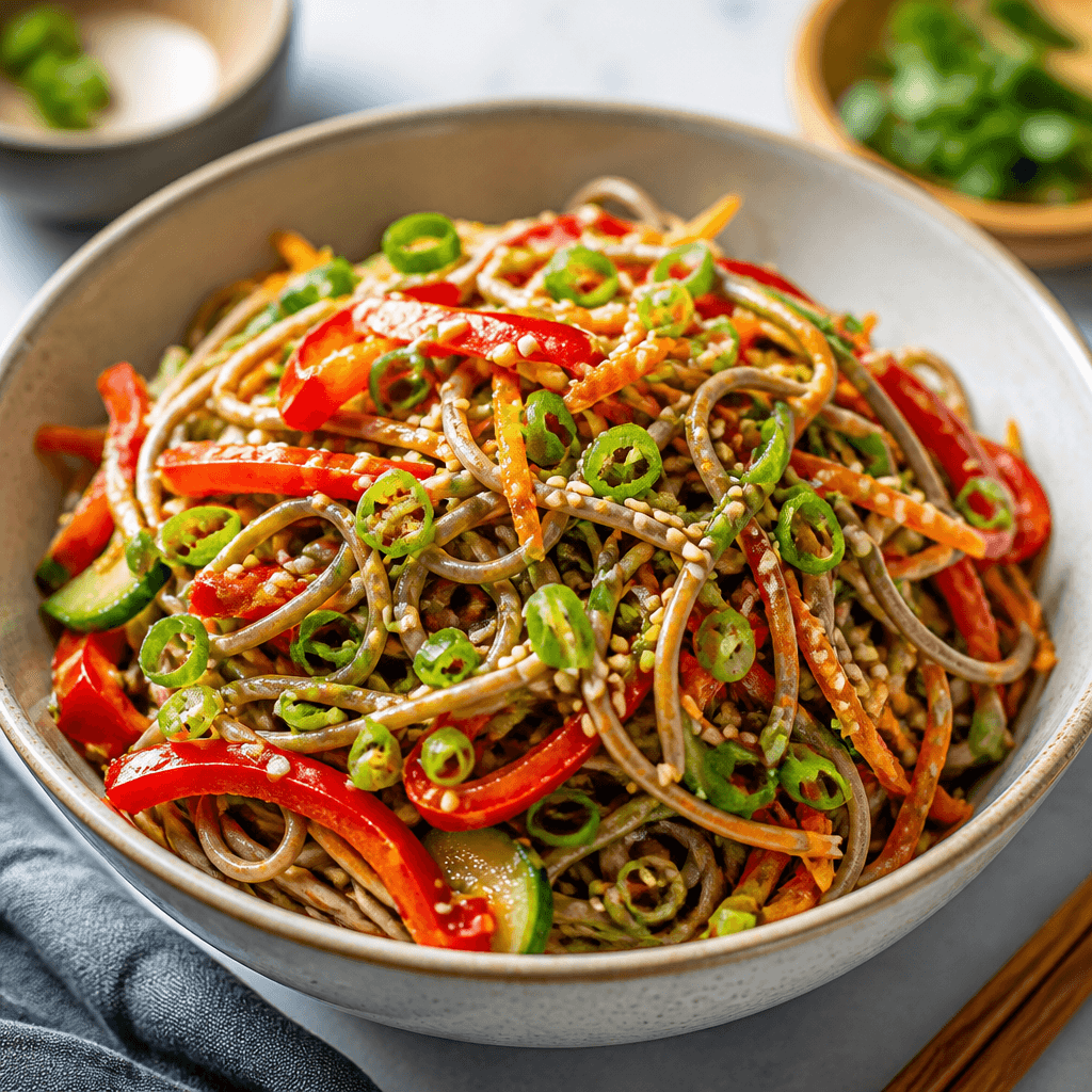Cold Soba Noodle Salad with Sesame Dressing