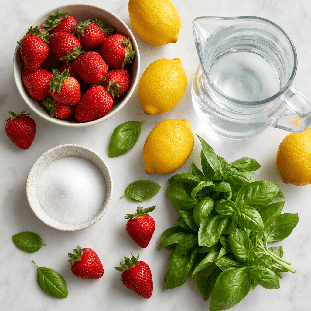Strawberry Basil Lemonade ingredients