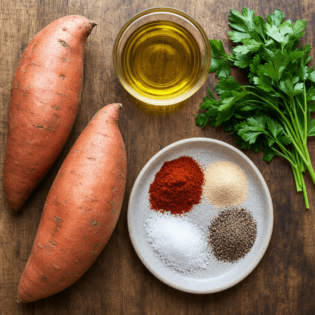 Grilled Sweet Potato Wedges with Smoked Paprika ingredients