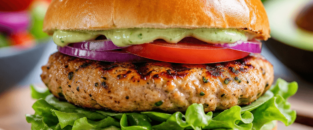 Grilled Turkey Burgers with Avocado Mayo