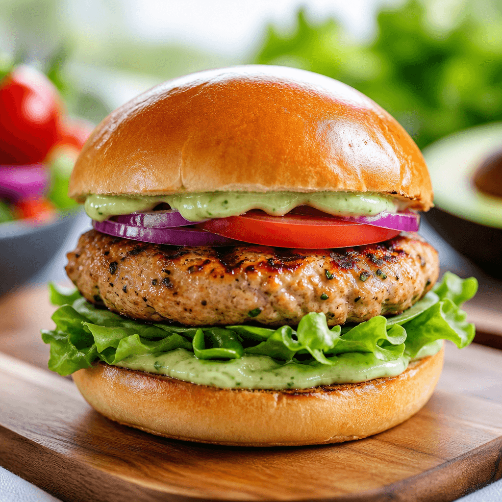 Grilled Turkey Burgers with Avocado Mayo