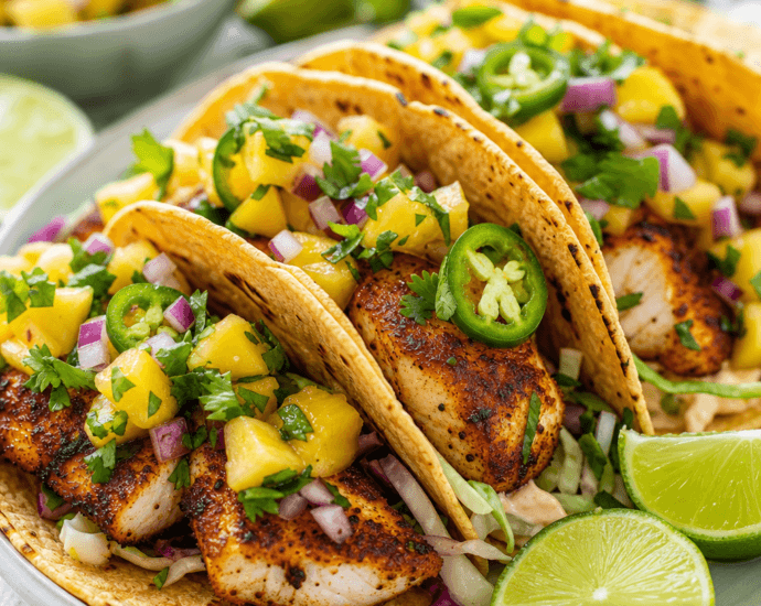 Blackened Mahi Mahi Tacos with Pineapple Salsa