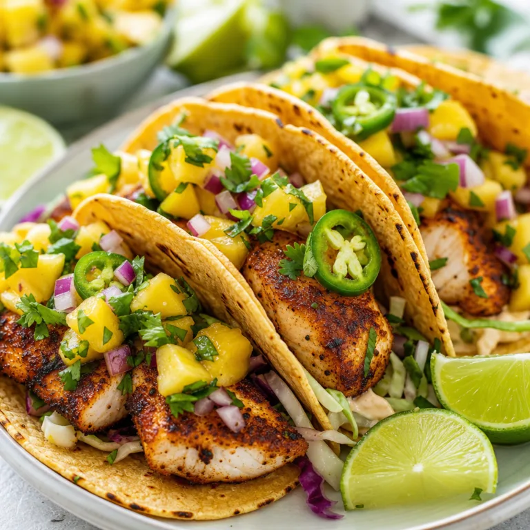 Blackened Mahi Mahi Tacos with Pineapple Salsa