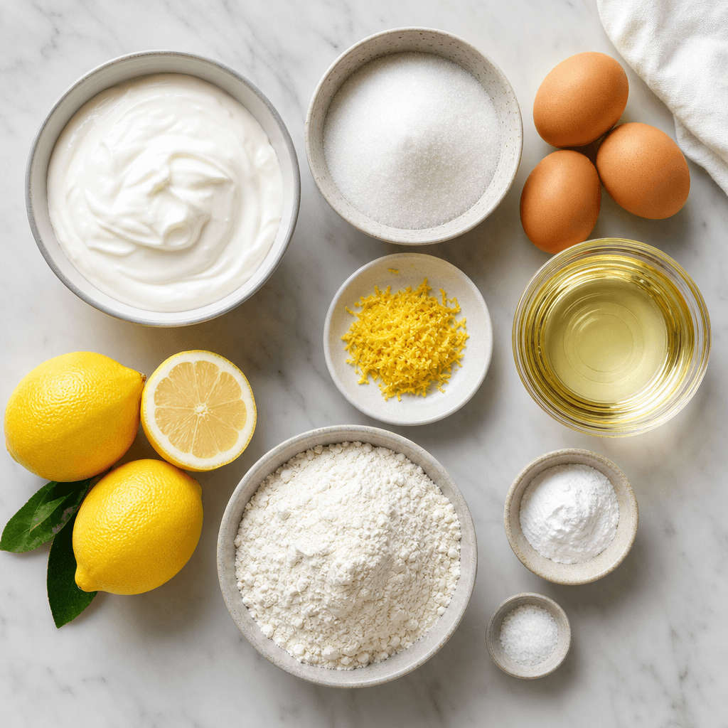Lemon Yogurt Cake with Glaze ingredients