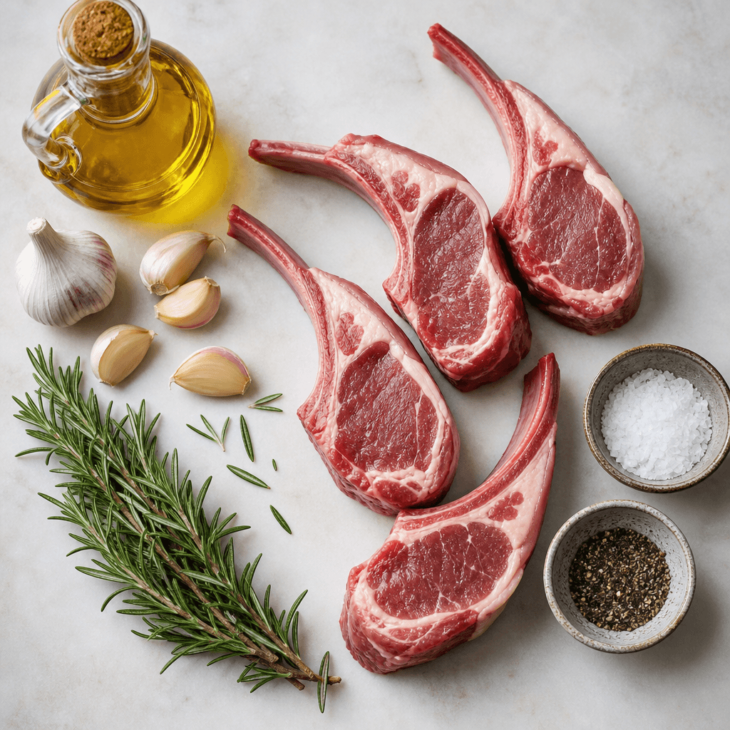 Grilled Lamb Chops with Rosemary and Garlic ingredients