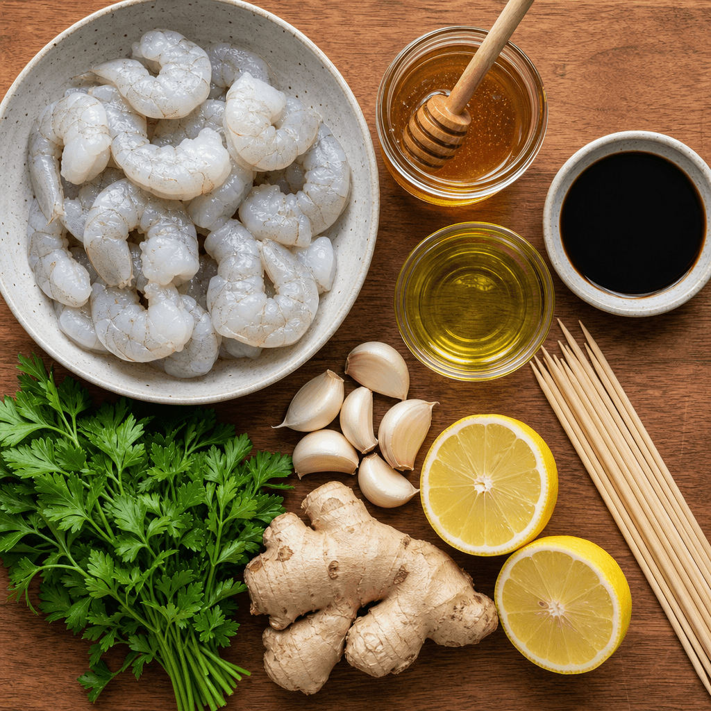 Honey Garlic Grilled Shrimp Skewers ingredients