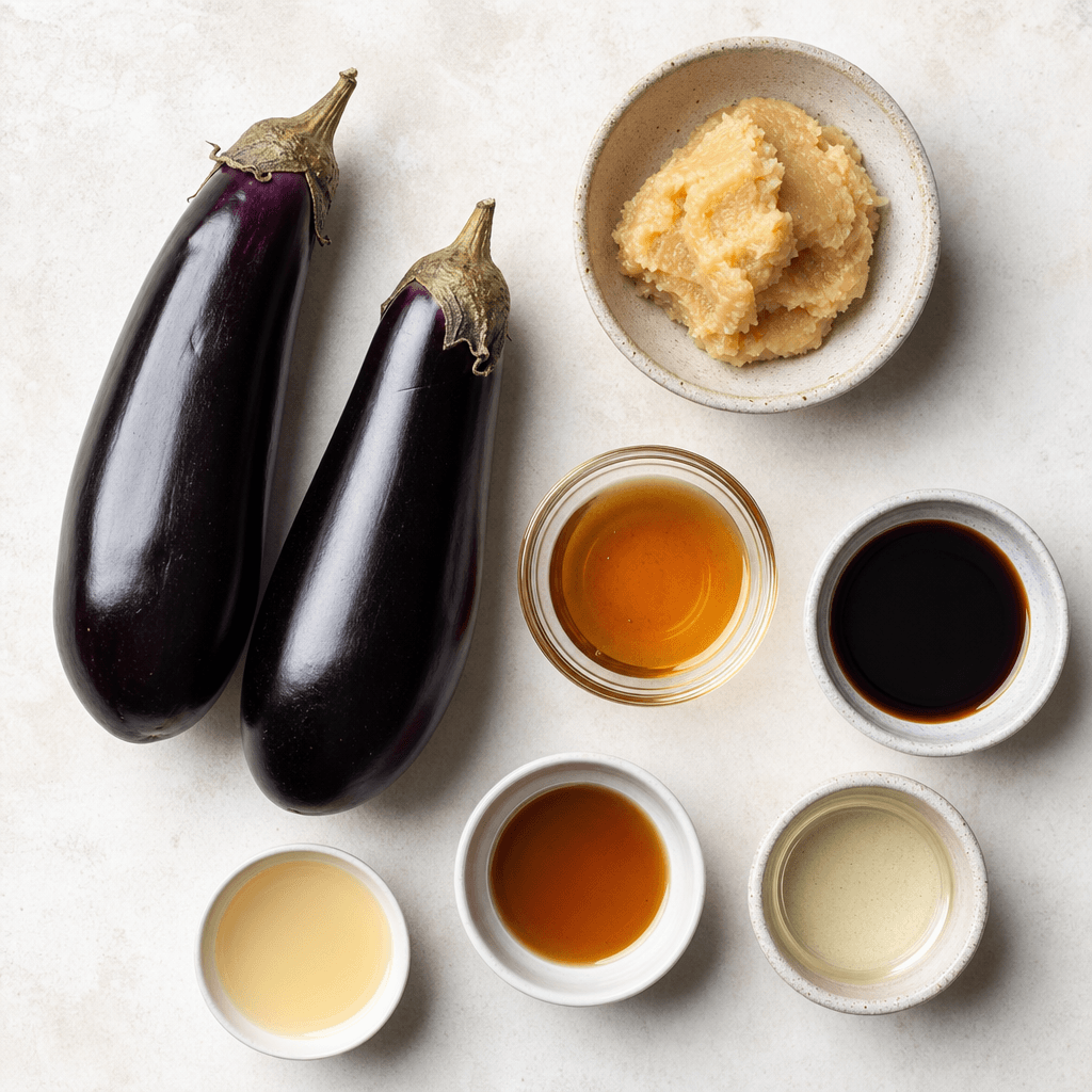 Grilled Eggplant with Miso Glaze ingredients