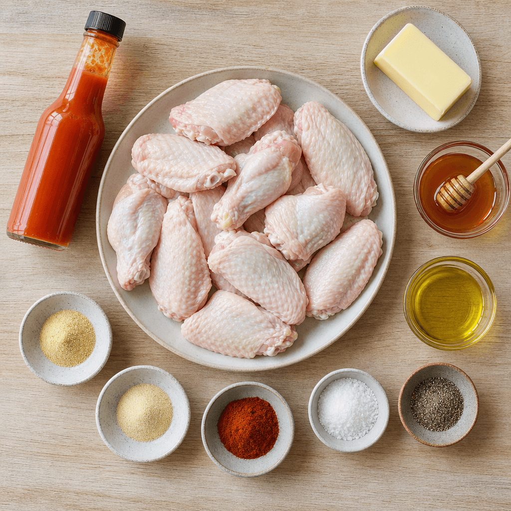 Grilled Chicken Wings with Buffalo Sauce ingredients