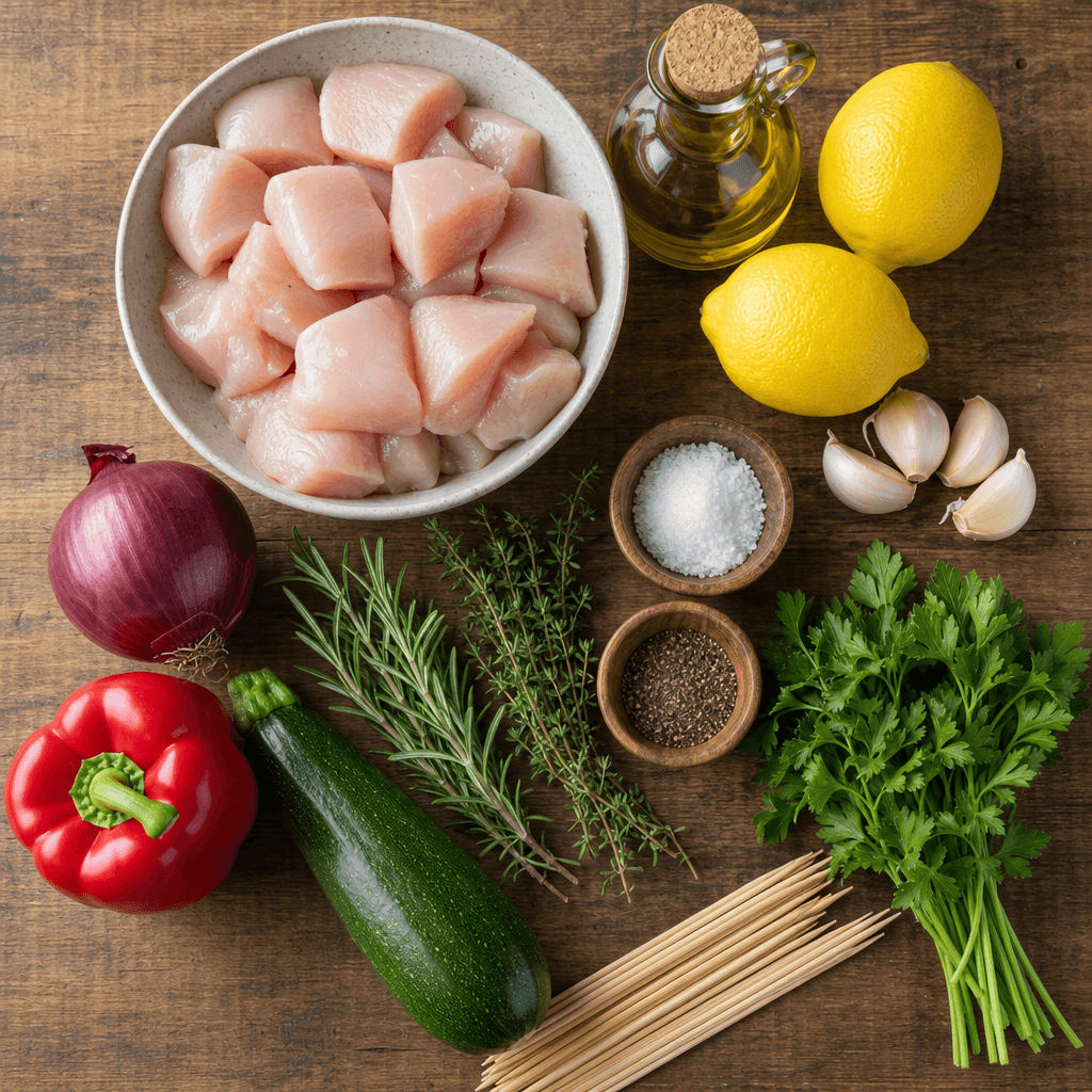 Lemon Herb Grilled Chicken Kabobs ingredients