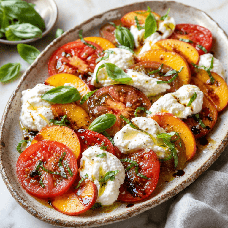 Tomato, Peach, and Burrata Salad