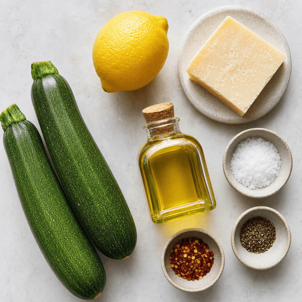 Shaved Zucchini Salad with Lemon and Parmesan ingredients