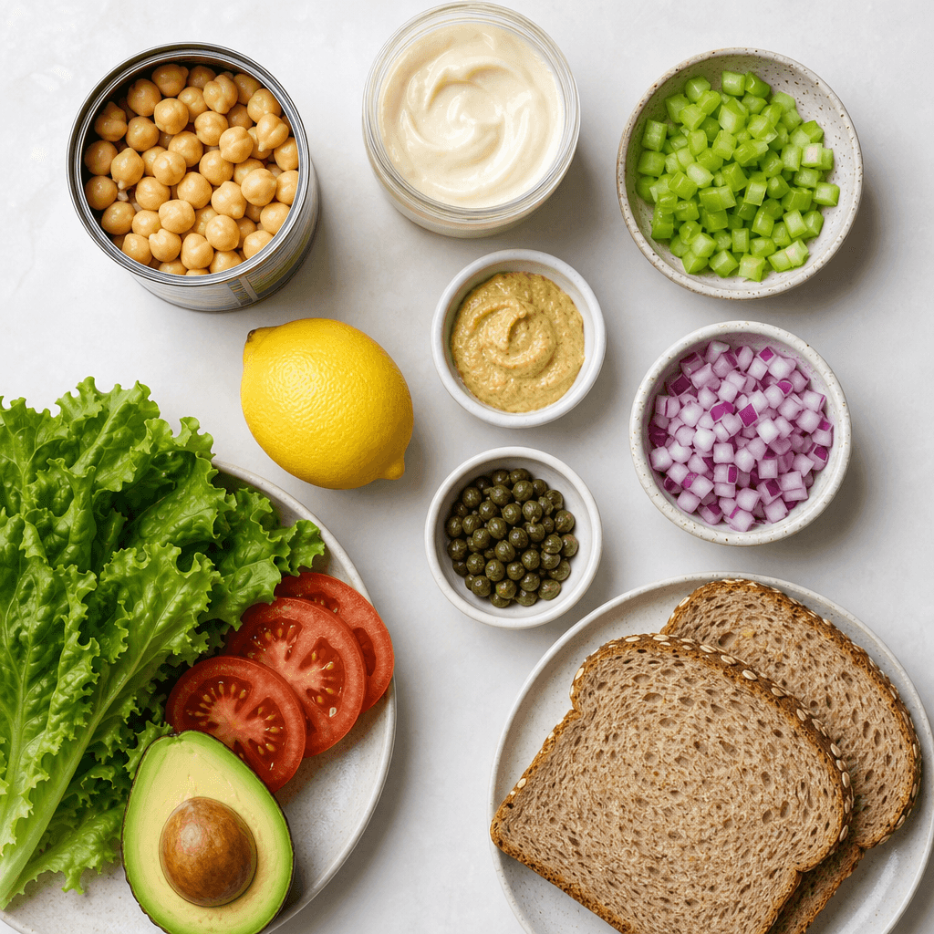Chickpea Tuna Salad Sandwich ingredients
