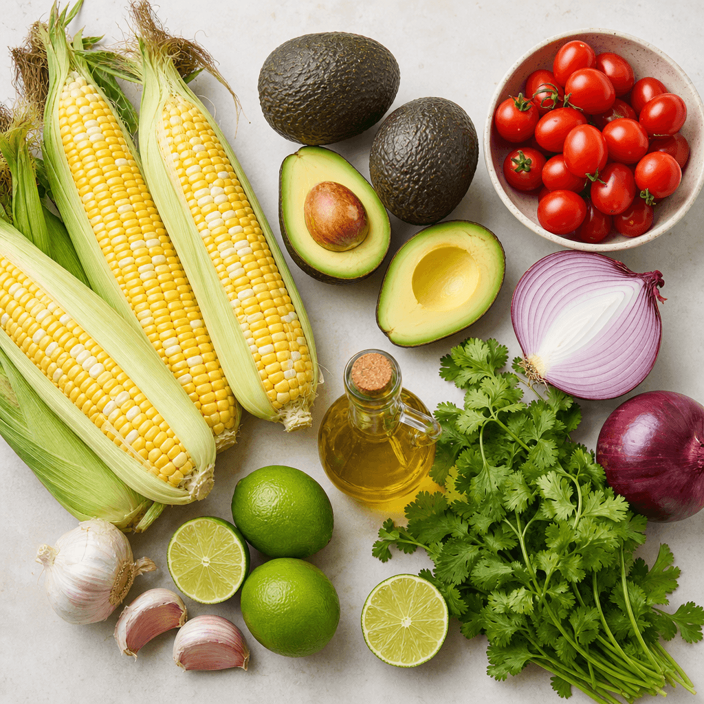 Grilled Corn and Avocado Salad with Lime Vinaigrette ingredients