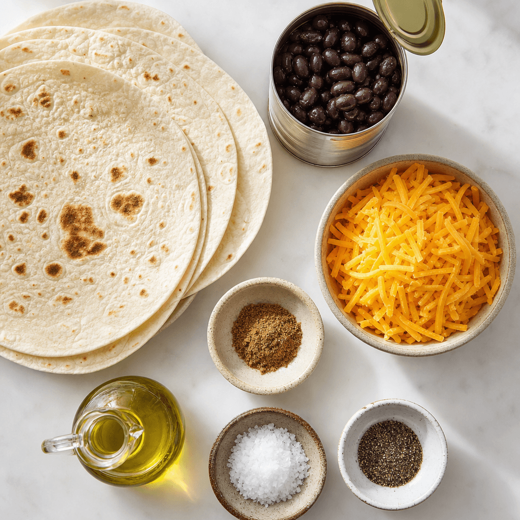 Grilled Black Bean Quesadillas with Cheese ingredients
