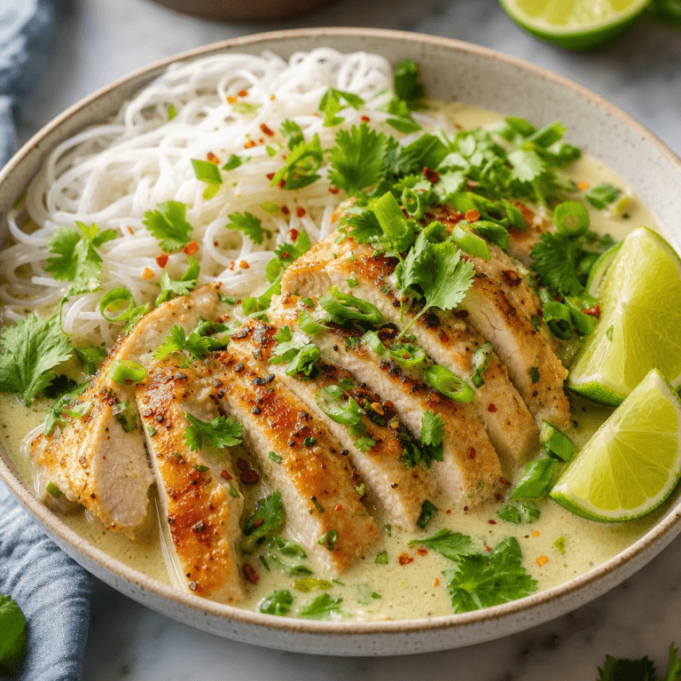 Coconut Lime Chicken Bowls with Rice Noodles