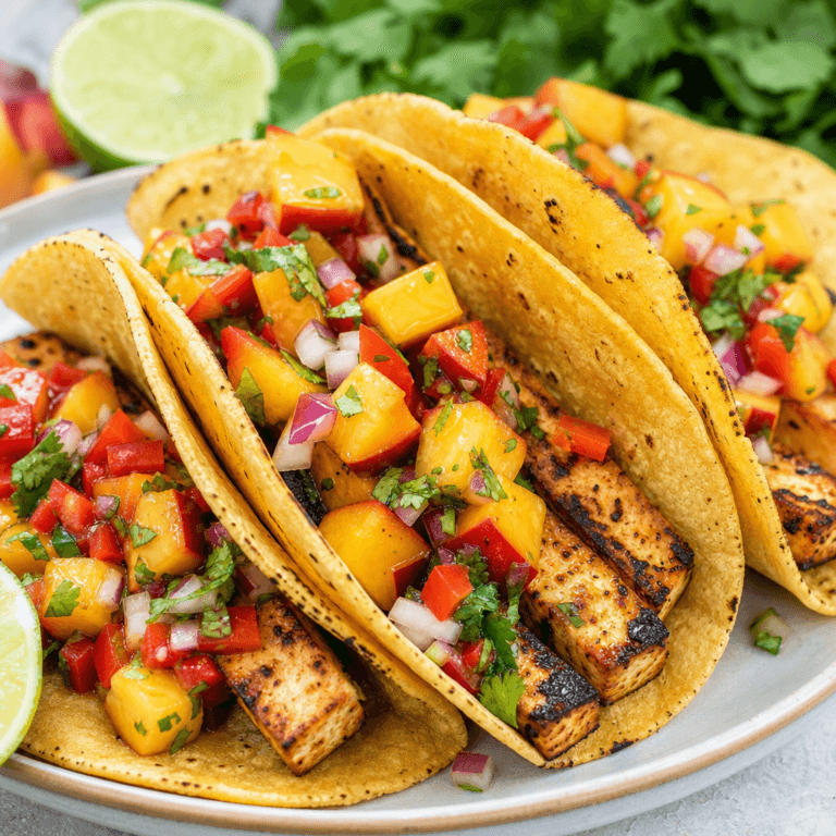 Grilled Tofu Tacos with Peach Salsa