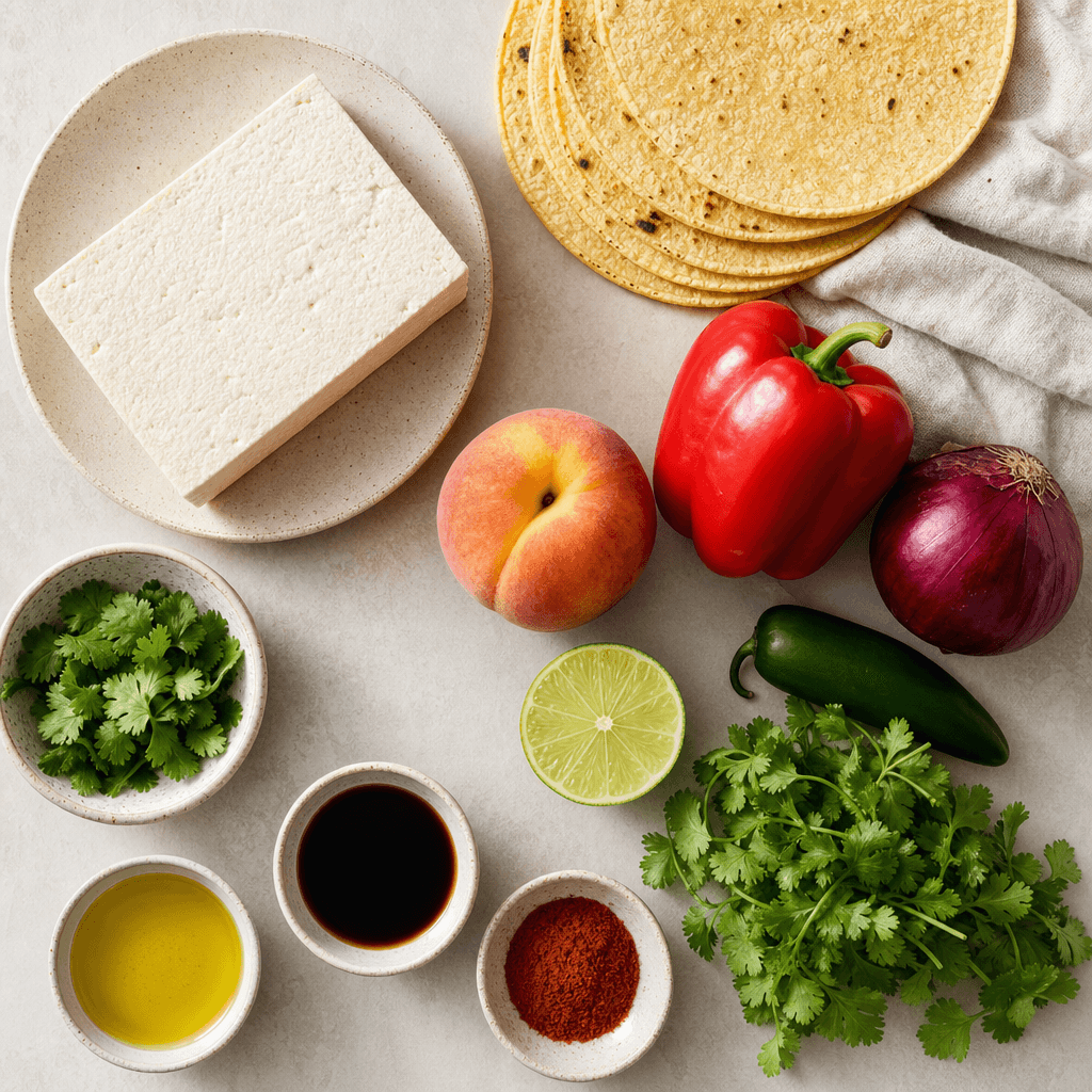 Grilled Tofu Tacos with Peach Salsa ingredients