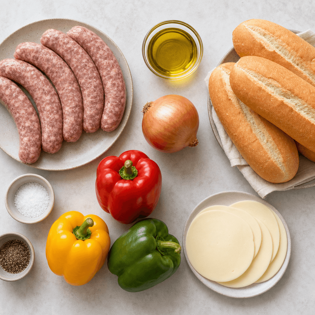 Grilled Sausage and Pepper Hoagies ingredients
