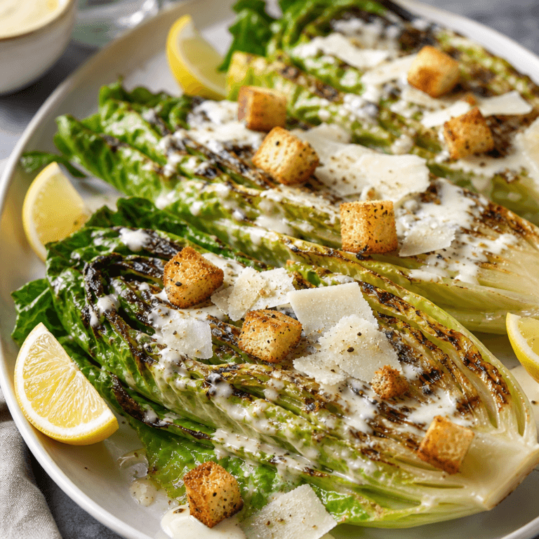 Grilled Romaine Lettuce with Caesar Dressing