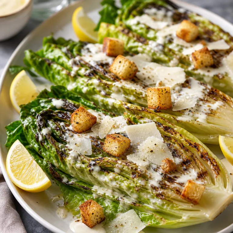 Grilled Romaine Lettuce with Caesar Dressing