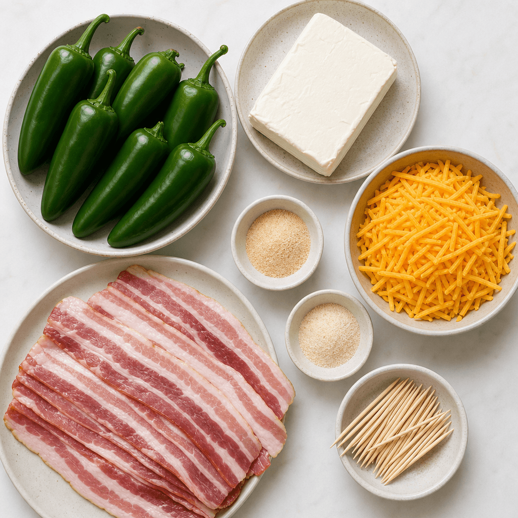 Grilled Bacon-Wrapped Jalapeno Poppers ingredients