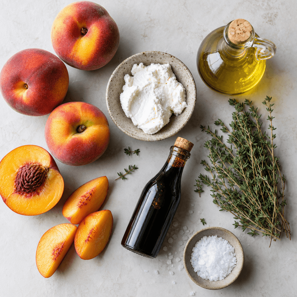 Grilled Peaches with Balsamic Glaze and Goat Cheese ingredients