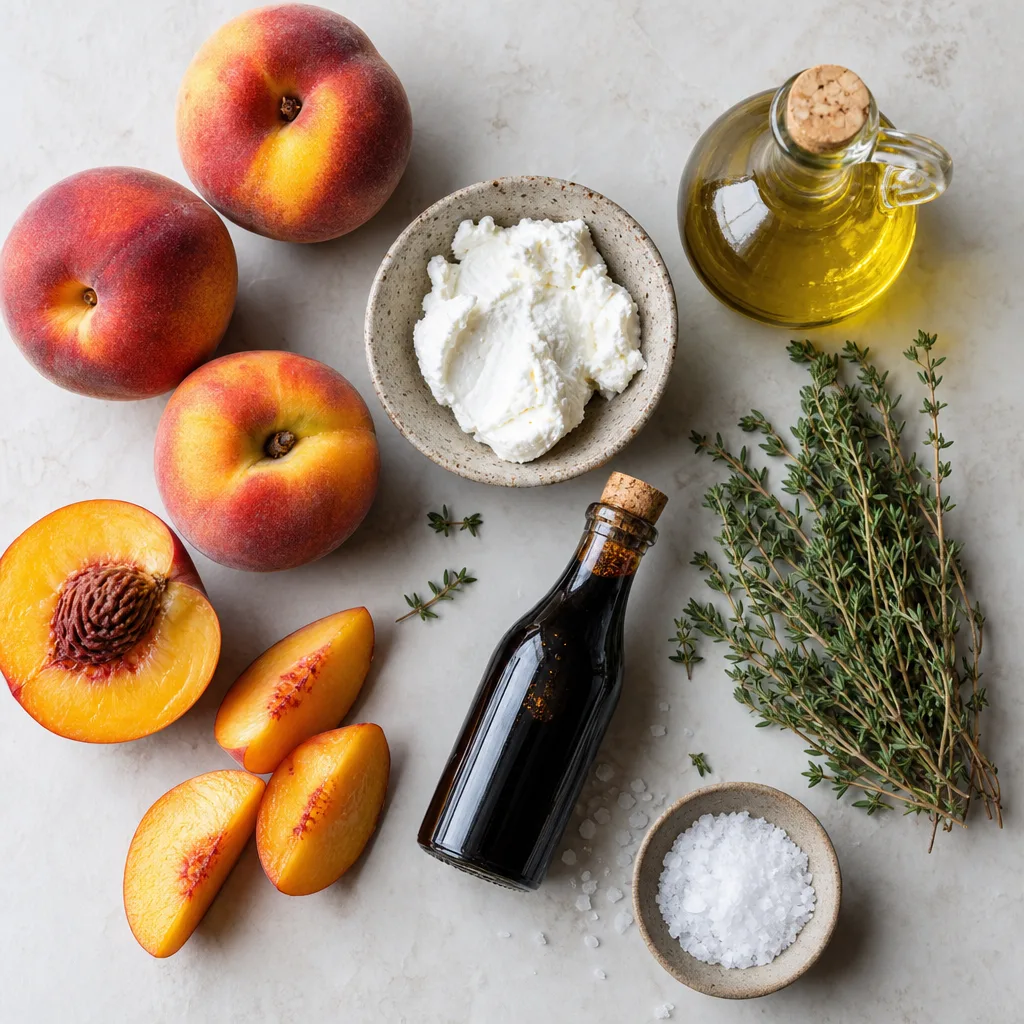 Grilled Peaches with Balsamic Glaze and Goat Cheese ingredients