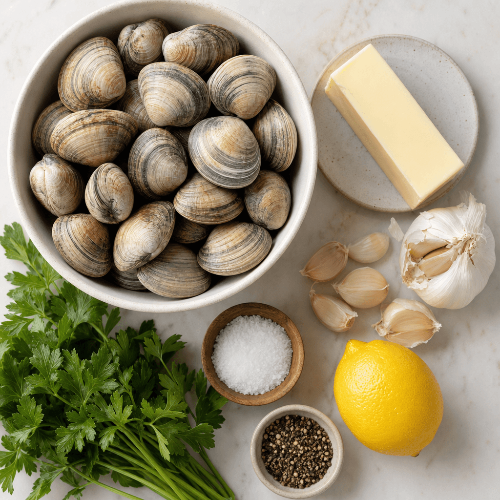 Grilled Clams with Garlic Butter ingredients