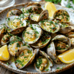 Grilled clams with garlic butter