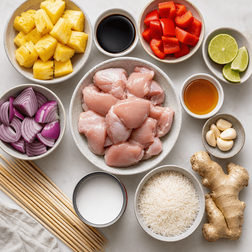 Pineapple Chicken Skewers with Coconut Rice ingredients