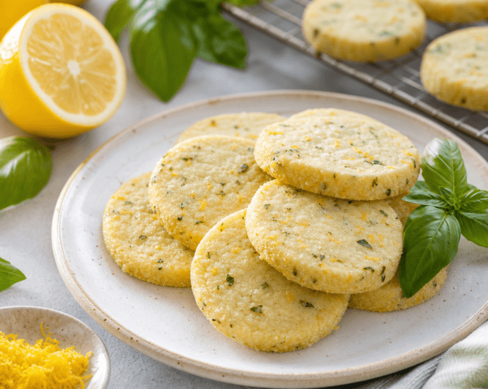 Lemon Basil Shortbread Cookies