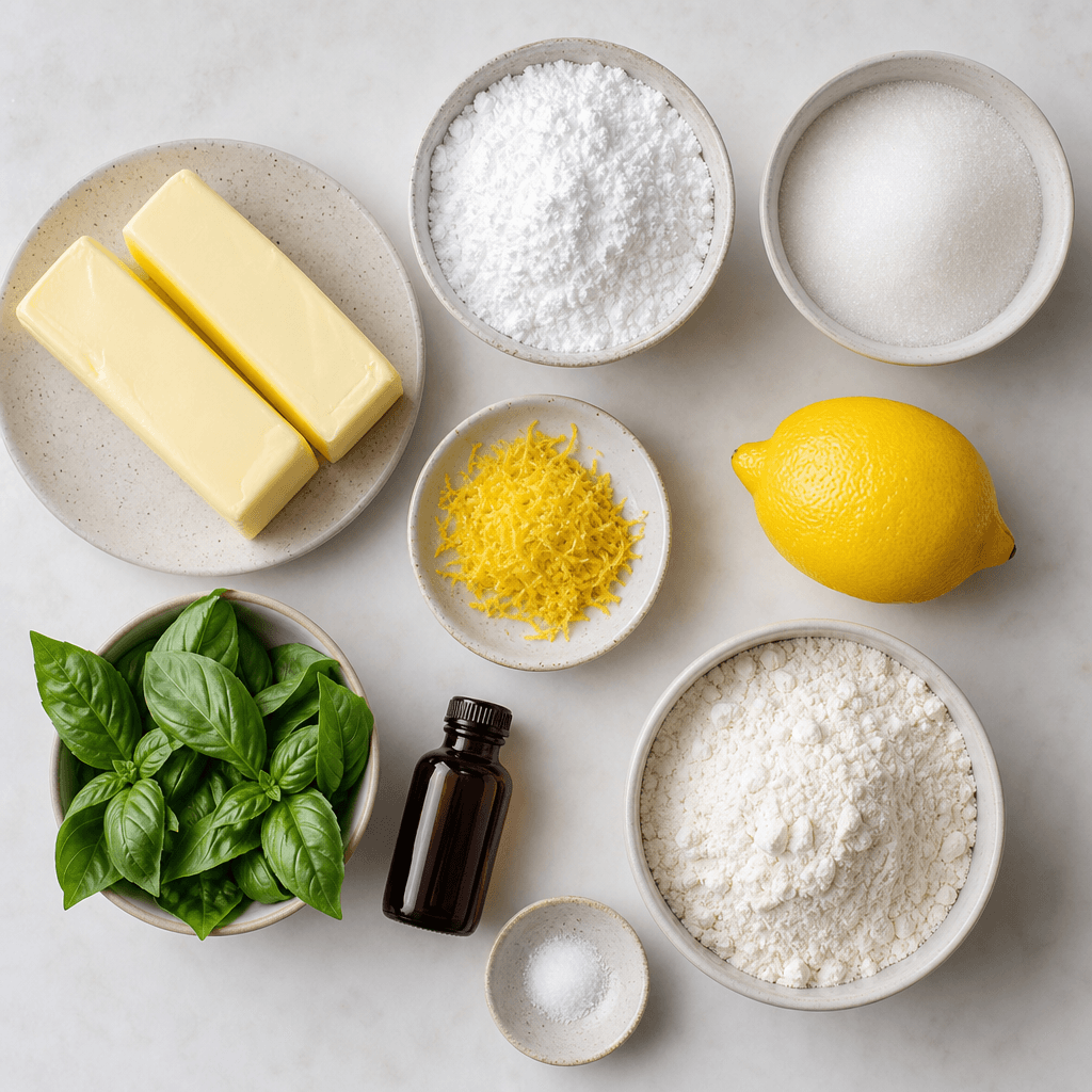 Lemon Basil Shortbread Cookies ingredients