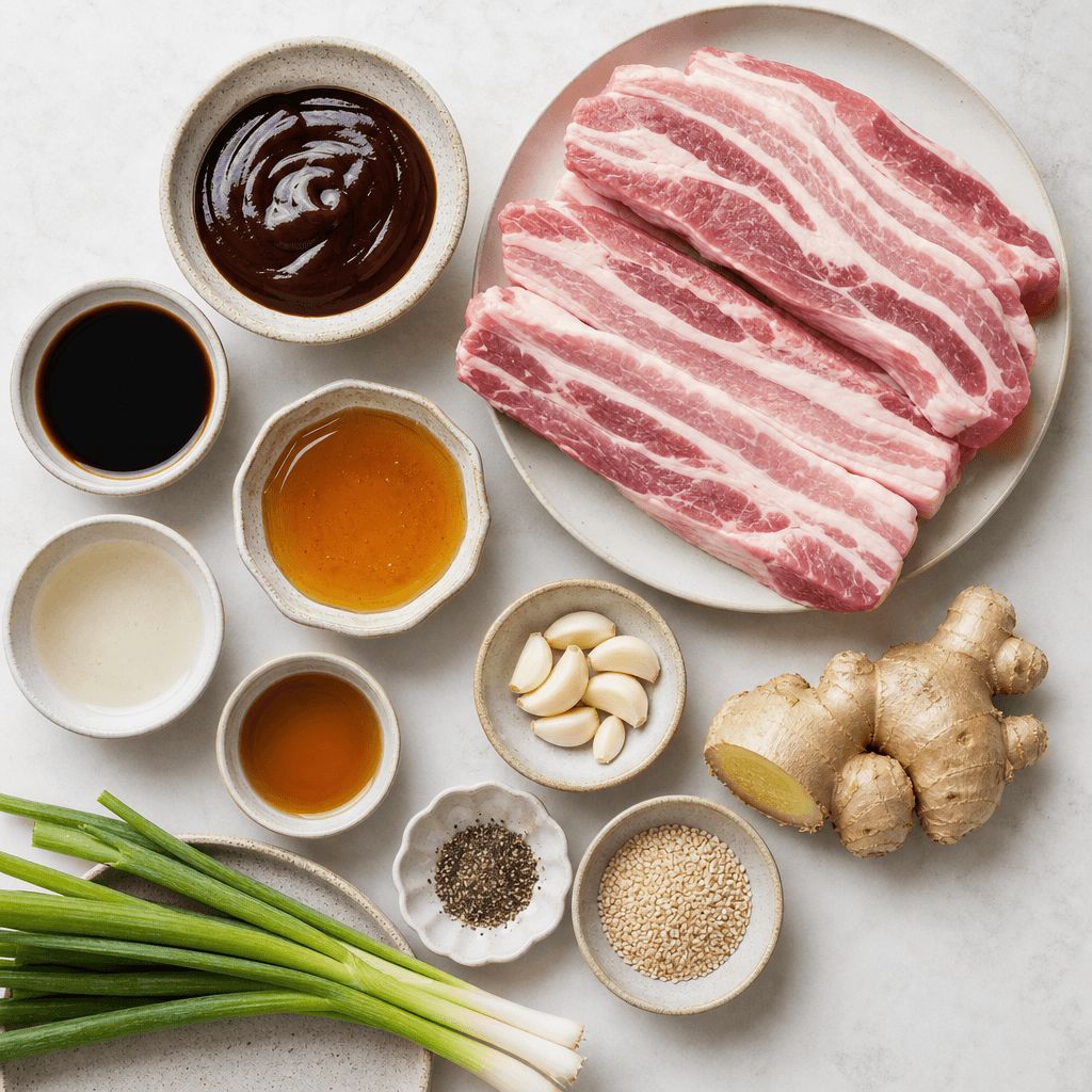 Grilled Pork Belly with Hoisin Glaze ingredients
