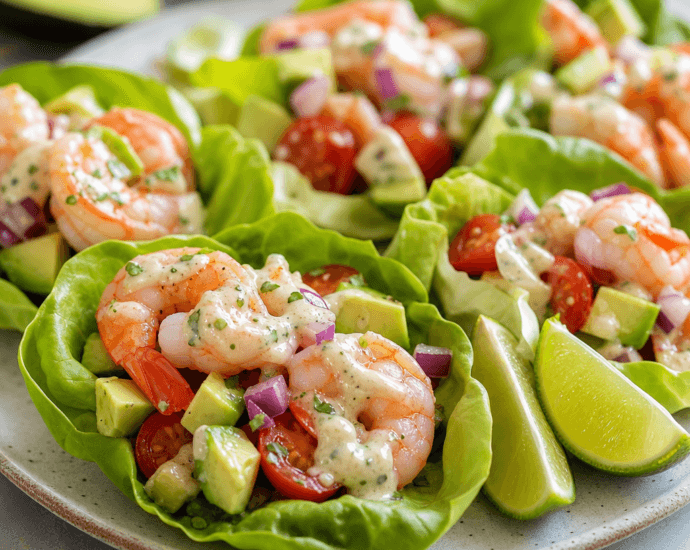 Shrimp and Avocado Lettuce Wraps