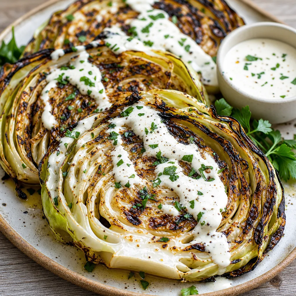 Grilled Cabbage Steaks with Garlic Aioli