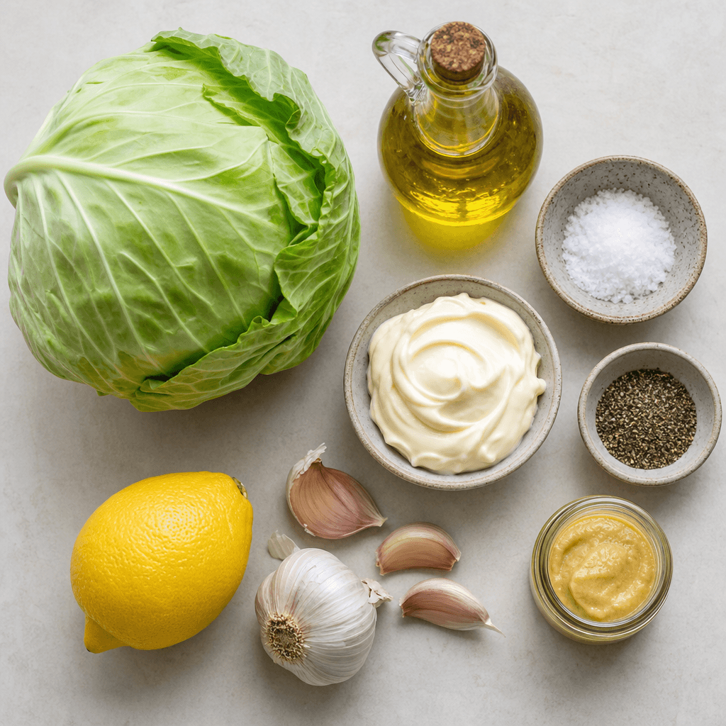Grilled Cabbage Steaks with Garlic Aioli ingredients