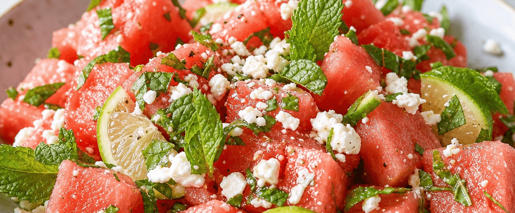 Watermelon Feta Salad with Mint and Lime