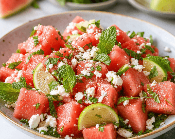 Watermelon Feta Salad with Mint and Lime