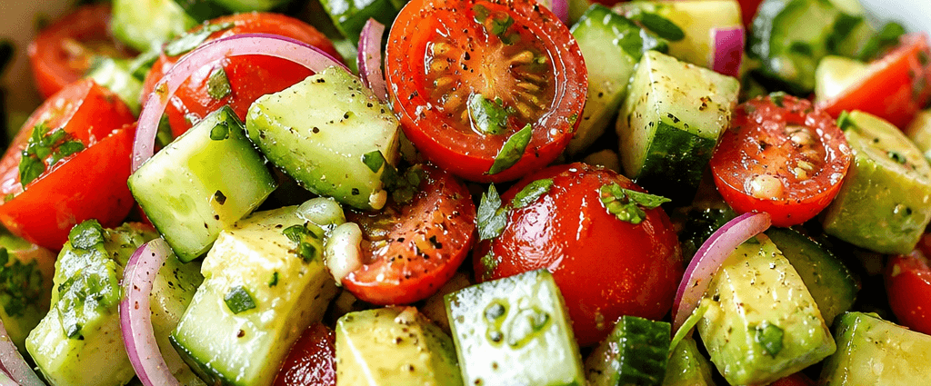 Cucumber, Tomato & Avocado Salad with Lemon Vinaigrette