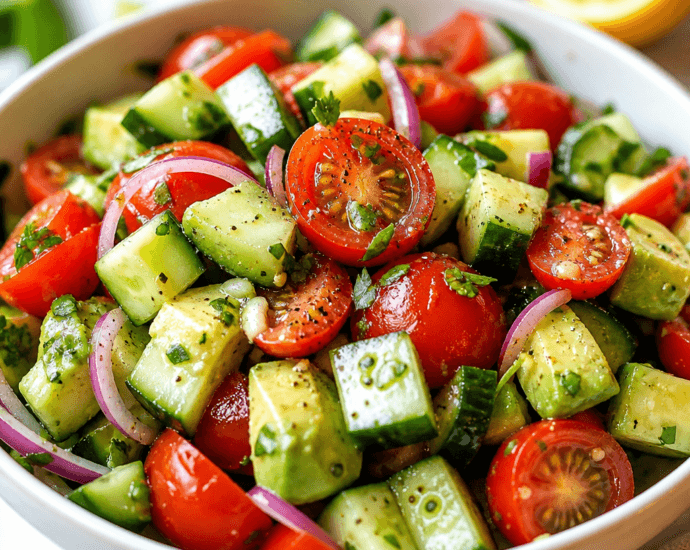 Cucumber, Tomato & Avocado Salad with Lemon Vinaigrette